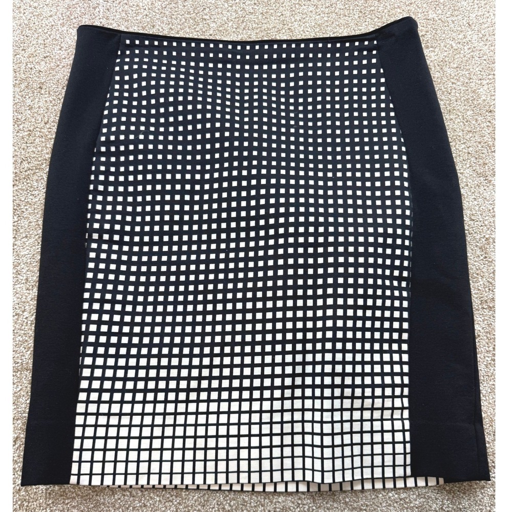 White House Black Market Womens 8 Geometric Grid Pencil Skirt Career Work Slim